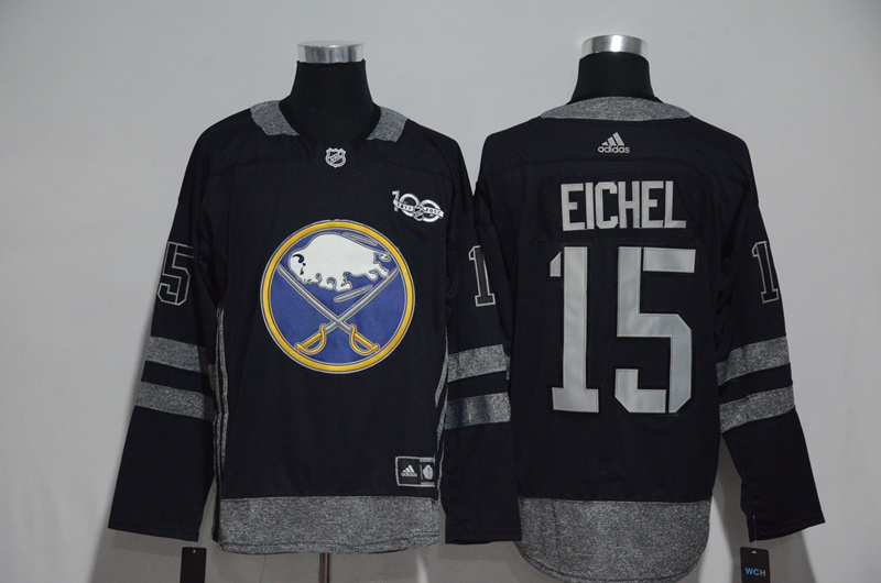 NHL Buffalo Sabres #15 Eichel Black 1917-2017 100th Anniversary Stitched Jersey->->NHL Jersey